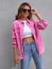 K New Solid Color Mid Length Long Sleeved Denim Jacket With Holes, European And American Style Jacket For Women_ecoleips.com