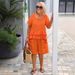 Women's Breathable Linen-Cotton 2 Piece Set Short Sleeve Top And Shorts Relaxed Fit Casual Outfit for Home Travel_ecoleips.com