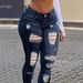 Cross-border Foreign Trade European And American Women's Jeans, Elastic Mid-waist, Ripped, Slim-fit, Washed Skinny Jeans_ecoleips.com