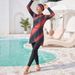3PCS/set Muslim Burkini Modest Swimwear Gradient Red Black Full Cover Long Sleeve Hijab Swimsuit Islamic Beachwear_ecoleips.com