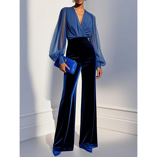 Elegant Velvet Jumpsuit For Women Fashionable All-Match Spring Autumn Winter Streetwear_ecoleips.com