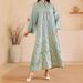 Women's Clothing Modest Abaya Dress Elegant V-Neck Embroidered Abaya Dress In Light Green – Modest Long Sleeve Muslim Gown (Middle Eastern Style)_ecoleips.com