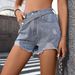 K New Worn Nail Bead Fashionable Slimming Denim Shorts_ecoleips.com