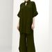 Modest Evening Dress Traditional Middle Eastern Abaya Muslim Outfit Women's Five Sleeve Shirt And Wide Leg Trousers Two Piece Clothing_ecoleips.com