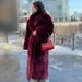 Oversized Long Faux Rabbit Fur Coat Women's - Extra Warm Winter Jacket With Lapel Collar, Vegan Fur Coat For Street Style (Beige/Black/Wine)_ecoleips.com