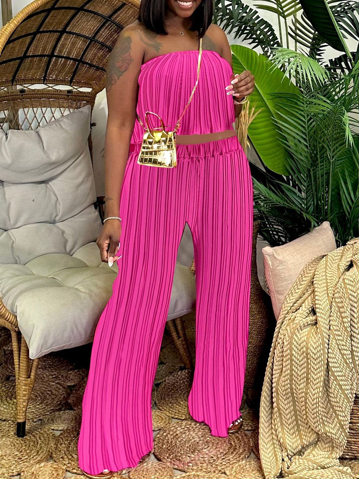 Women's Clothing New Personality Fashion Tube Top Trousers Suit_ecoleips.com