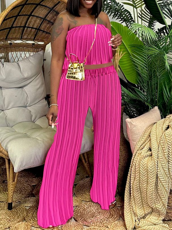 Women's Clothing New Personality Fashion Tube Top Trousers Suit_ecoleips.com