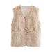 Women's clothing Y2K Women's Faux Fur Vest Fashion Versatile Solid Color Vest Jacket Tops Women's 8BS9841_ecoleips.com
