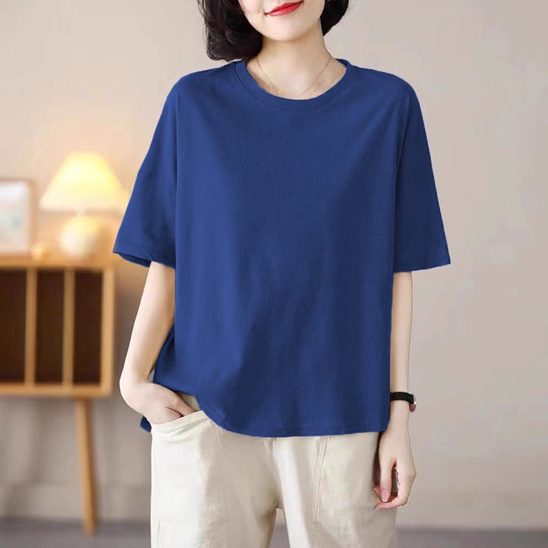 This European-Made, Port-Style, Solid-Color Round-Neck Short-Sleeved Top Is Perfect For Summer Versatile, Stylish, And_ecoleips.com