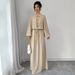 Women's Retro Artistic Long Sleeve Tie Waist Dress Set Springtime Elegance Casual Fashion Cotton Polyester Full Length Pant Set_ecoleips.com