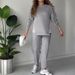 Women's Casual Sweater Set – Loose Fit Round Neck Pullover & Pants (Light Gray/Black/Apricot, XS-XXXL)_ecoleips.com