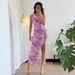 Women's Casual Printed Split Dress – Flowy Summer Dress In Apricot/Violets/Azure, S-XL_ecoleips.com