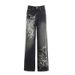 European And American Street Fashion Retro Dark Print Color-blocking Low-waist Loose Straight Washed Distressed Casual_ecoleips.com