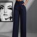 Women's Clothing Solid Color Casual Women's High Waisted Pleated Loose Trousers Work Pants Dress Pants_ecoleips.com