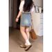 Blue Denim Mini Skirt High Waisted a Line Silhouette Slimming Pear Shaped plus Size Women's Flattering Tummy Control New Summer Style_ecoleips.com