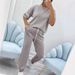 Women's Fashion Casual Suit Set Offset Printed Summer Pant Sets_ecoleips.com