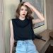 2024 Summer New Wide-Shoulder Women's Vest, Casual Loose-Fit Pure Cotton High-Elasticity Round-Neck Solid Color T-Shirt_ecoleips.com