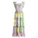 Women's Clothing Retro New Square Neck Wood Ear Sling Mid Waist Printed Mid Length Dress_ecoleips.com