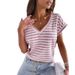 Aria Basics Aria Basics In-stock Cross-border European And American Foreign Trade Clothing Independent Station Women's Tops Striped_ecoleips.com