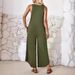 "Women's Sleeveless V-Neck Wide Leg Jumpsuit With Pockets - Summer Casual Romper For European & American Style"_ecoleips.com