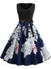 Women Vintage Dresses Floral Print Party Black Elegant Female Retro Tank Sleeveless Sexy Plus Size Sundress_ecoleips.com