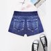 Women's High-Waisted Stretch Skinny Shorts Casual Sporty Faux Denim Printed plus Size Summer Clothes_ecoleips.com