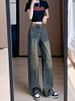 Vintage Straight-Leg Jeans Women, Autumn And Winter New High-Waisted Loose Wide-Leg For Slightly Chubby Pear-Shaped_ecoleips.com