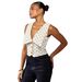 Women's Polka Dot Sleeveless Vest Buttoned Front Fitted Top V Neck Elegant Formal Sailor Style_ecoleips.com