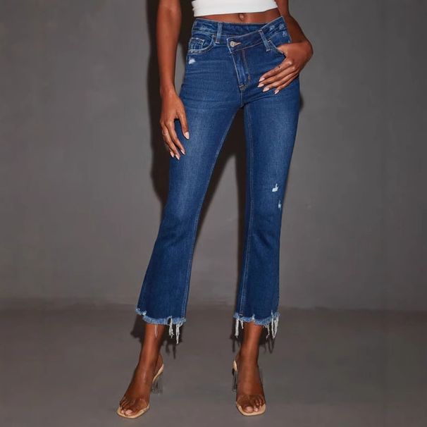 In-stock Cross-border 2025 Spring-summer New Fashion Casual Slim-fit Stylish Women's Denim Capri Pants_ecoleips.com