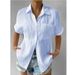 Women's Clothing Women's Short Sleeve Cardigan Shirt Patchwork Pockets Solid Color Elegant Casual Lapel Raglan Sleeves_ecoleips.com