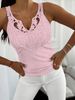 Women's Lace V Neck Sleeveless T Shirts Casual Loose Fiting Tank Tops Solid Color Tee Blouse Summer Sexy Outfits_ecoleips.com