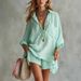 Women's Clothing Women's Cotton Linen Shirt And Shorts Set With Pockets Summer Fashion Beachwear Style For Formal & Casual_ecoleips.com