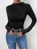 2026 Cross-Border European And American Solid Color Slim Fit Base Shirt Versatile Ruched Design Long Sleeve T-Shirt_ecoleips.com