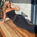 Women's Halter Neck Backless Long Dress With Tie Detail, Elegant Solid Color Summer Evening Gown_ecoleips.com