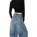 Loose-fitting White Denim Jeans For Women, 2025 Autumn Collection, American-style Wide-leg Pants, New Sickle-shaped_ecoleips.com