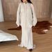 Spring Fashion Set For Women High Waisted Skirt And Loose Long Sleeved Shirt Solid Color Style Women's Clothing_ecoleips.com