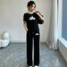 Women's Summer Casual Sportswear Two Piece Set Trendy Street Style Lazy Style Short Sleeved T-Shirt And Wide Leg Pants 6002 Print_ecoleips.com