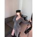 American Syle Spicy Girl Elegan Slim Fi Collar Long Sleeve Jumpsui Women Winer Tie Wais Bodycon Skir Two-Piece_ecoleips.com