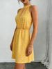 Mini Dress Spring Summer Women Yellow Polka Dot Halter Neck Cutout A-Line Cute Casual Vacation Beach Date Brunch Dress_ecoleips.com