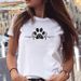 New Women's Casual Simple Harajuku Style Heart Animal Paw Print Short-sleeve T-shirt_ecoleips.com