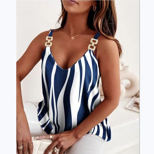 Summer Fashion Sleeveless Chain Strap Printed Women's Tank Top_ecoleips.com