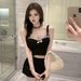 Elegant Socialite Bowknot Pearl Camisole Top + Casual Shorts Set_ecoleips.com
