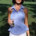 Women's Color Block Striped Tie Waist Sleeveless Open Plank Shirt European American Style Fashion Simple Commuting Top_ecoleips.com