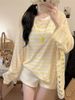 Two-Tone Striped Sheer Sun Protection Shirt, Summer 2026 New Casual Loose Lightweight Long-Sleeve Top With Chest Pads_ecoleips.com