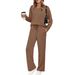 2026 Spring And Autumn Commuting Suit Women's Long-Sleeve Drawstring Solid Color Casual Pants Set Bestseller On_ecoleips.com