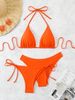 Women's Clothing Trendy Printed Halter Neck Suspenders Sexy Bikini Split System Strap Hot Spring_ecoleips.com