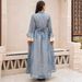 Women's Clothing Evening Dress Muslim Ladies Robe Lotus Leaf Sleeve New Mesh Dress_ecoleips.com
