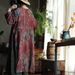 Women Casual Cotton Dress New Arrival 2025 Spring Vintage Style O-neck Floral Print Loose Comfortable Female Long Dresses M1080_ecoleips.com