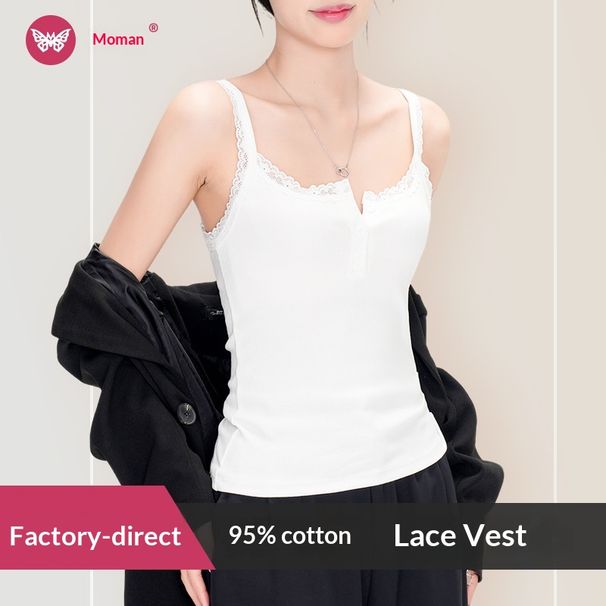 White Lace Camisole Women, Spring And Summer Slim Fit Inner Base Layer, Wear, Pure Cotton Top, Hot Girl Style, Suitable_ecoleips.com