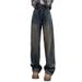 Cement Gray American-style Straight-leg Jeans For Women, 2026 Vintage High-waisted Slimming Drapey Wide-leg Pants, Loose_ecoleips.com